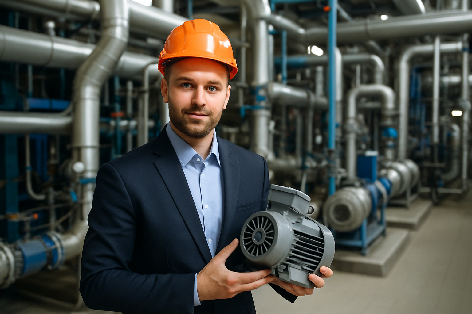 Technische verkoper in een industriële omgeving