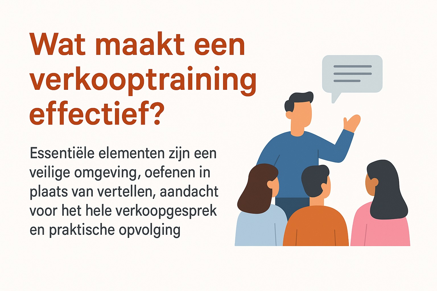 Veilige leeromgeving tijdens verkooptraining met betrokken salesmanager – essentieel voor effectieve ontwikkeling.